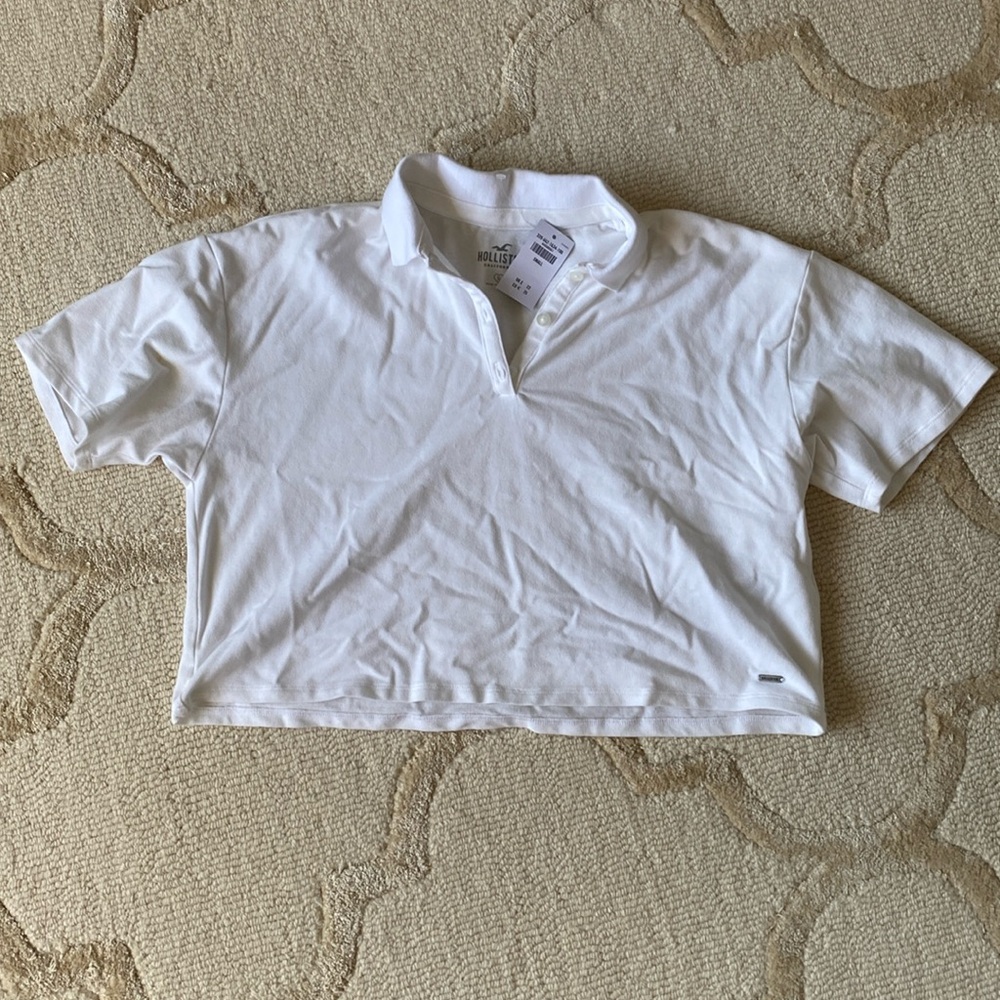 Boxy white polo shirt